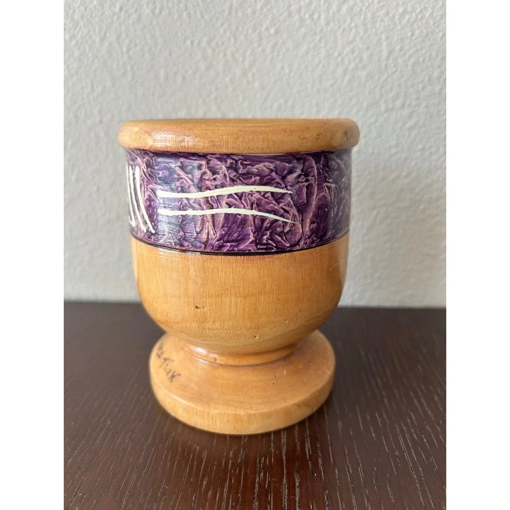 Vintage Hand Crafted Rustic Folk Artsy Wooden Mortar & Pestle From Grand Turk